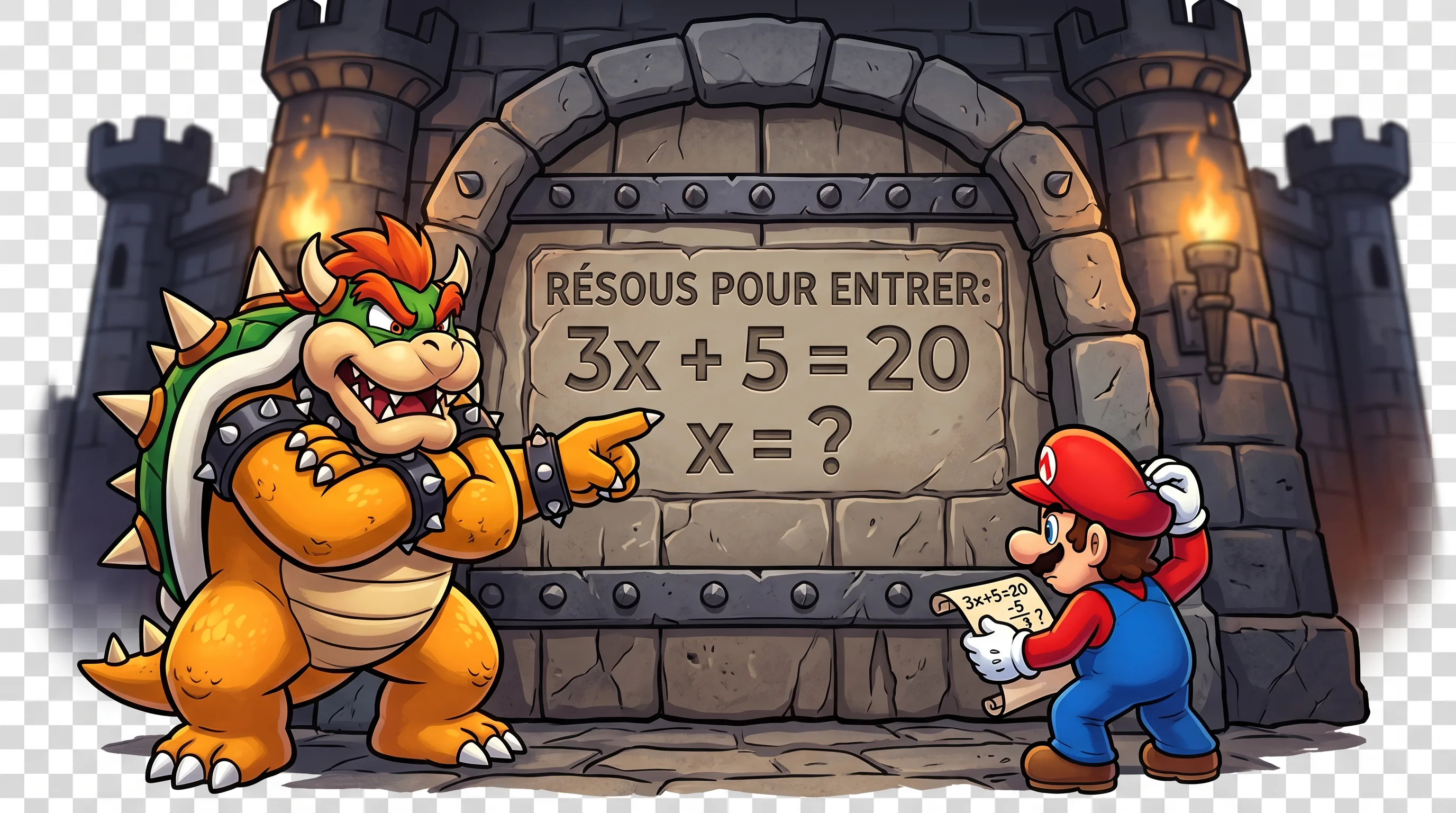 Équations du premier degré — Bowser (mario)