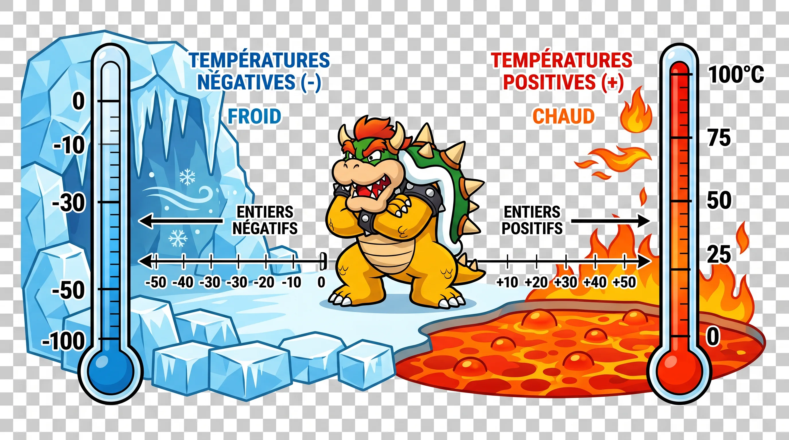 Opérations sur les nombres relatifs — Bowser (mario)